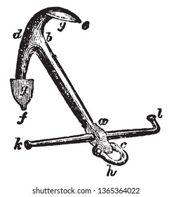 Common Anchor where the blade is the part of the arm at the back of the palm, vintage line drawing or engraving illustration.