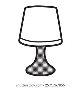 common bedside table lamp, black and white vector