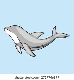 Common bottlenose dolphin swimming in the ocean, marine mammal aquatic wildlife