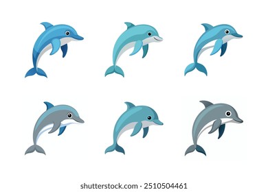 Common Bottlenose Dolphin Vector Illustration Cartoon Clipart and Line Art Design