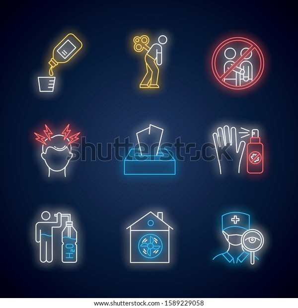 Common Cold Neon Light Icons Set Stock Vector (Royalty Free) 1589229058 ...