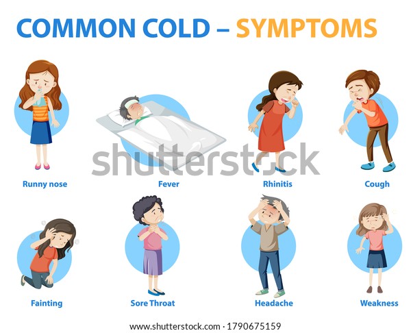 Common Cold Symptoms Cartoon Style Infographic Stock Vector (royalty 