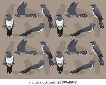 Common Cuckoo pássaro personagem de desenho animado papel de parede sem emenda fundo