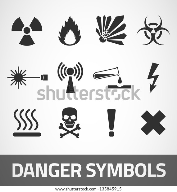 Common Danger Symbols Set Stock Vector (Royalty Free) 135845915