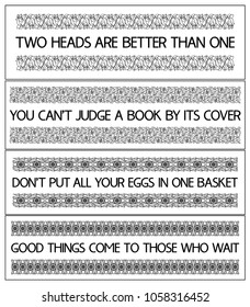 Common English proverbs.The textual expression of various situations in human society,