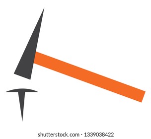 A common everyday instrument of hammer and nail vector color drawing or illustration 