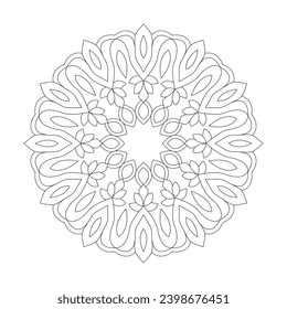 Common floral mandala Coloring Book Vector Design,