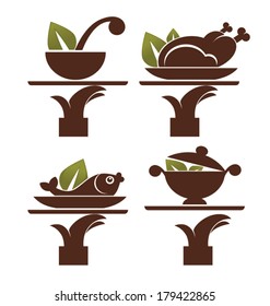 common food and everyday meal, vector collection of symbols and emblems