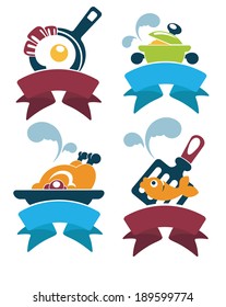 common food and everyday meal, vector collection of symbols and emblems