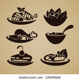 common food and everyday meal, vector collection of symbols and emblems