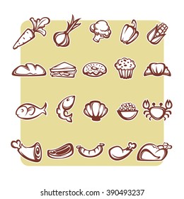 common food and everyday meal, vector object collection