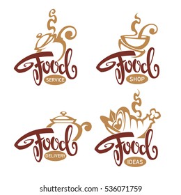 common food and everyday meal, vector logo collection
