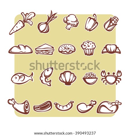common food and everyday meal, vector object collection