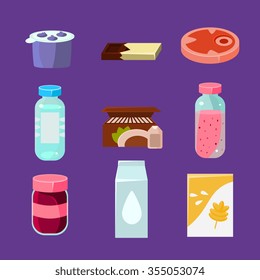Common Goods and Everyday Products in Flat Style. Vector Collection