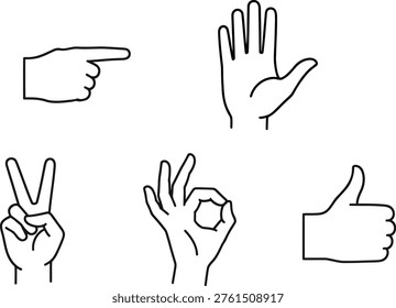Common hand gestures and their symbolic meanings in visual communication Vector
