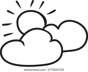 A common hand-drawn single icon of the sun peeking from behind clouds, representing partly cloudy weather or sunny intervals.
