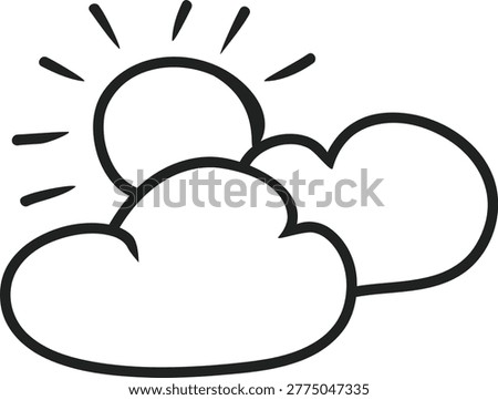 A common hand-drawn single icon of the sun peeking from behind clouds, representing partly cloudy weather or sunny intervals.