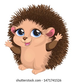 Common hedgehog. Cartoon vector illustration.Cute vector character.