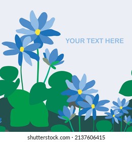 Common hepatica colorful stock vector illustration for web, for print, for coloring book, Lorem Ipsum horizontal semless pattern