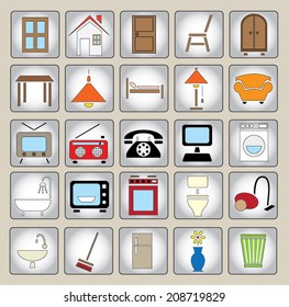 Common house appliances - color icon set