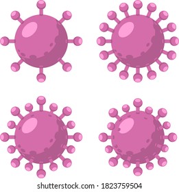 Common human disease virus four types of polyps. Medicine vector illustration of corona or flu infection