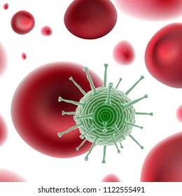 Common Human Virus Or Bacteria Under A Microscope Close Up. EPS10 Vector