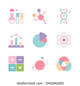 Common icons about chemistry and science.
