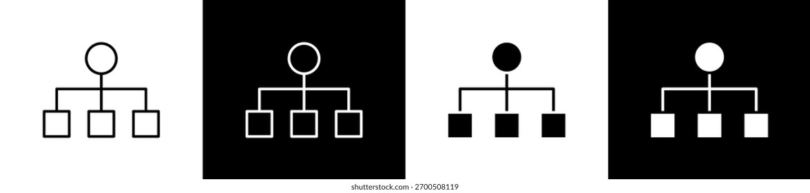 Ícone de infraestrutura comum definido em estilo de linha e glifo no plano de fundo preto-e-branco