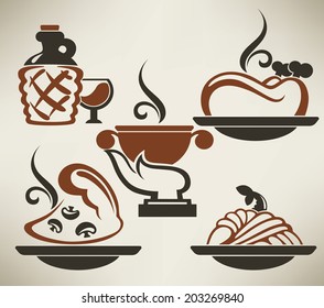 common Italian food and everyday meal, vector collection