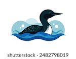 common loon bird vector art illustration image