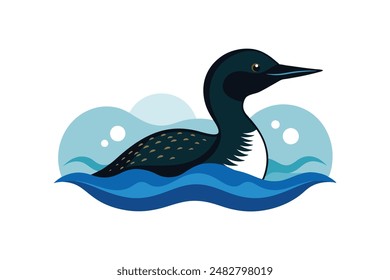 common loon bird vector art illustration image