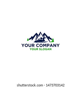Common Loon in Mountain Logo Design Vector