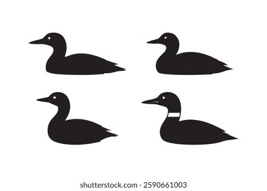 Common Loon Silhouette Vector Set