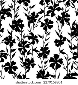 Common Mallow flower floral seamless pattern. Vector illustration floral design background. 