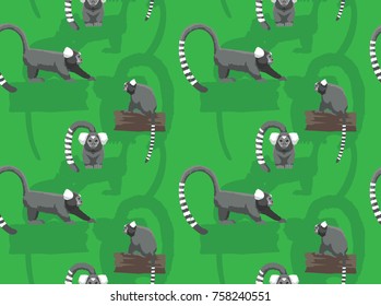 Common Marmoset Cartoon Seamless Wallpaper