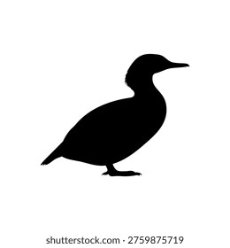 Common merganser silhouette vector flat illustration design.
