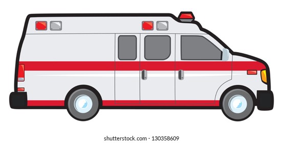 A common North American ambulance of the type that are converted from vans.