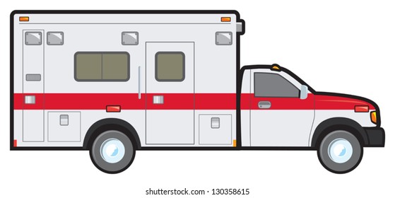 A common North American ambulance of the type found in local fire and resuce departments.