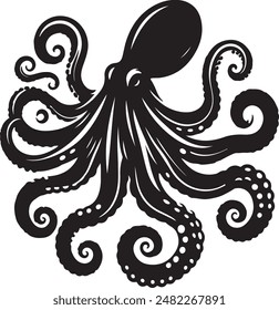 Pulpo común (Octopus vulgaris). Estilo de Vector con fondo blanco
