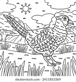 Common Pheasant Bird Coloring Page for Kids