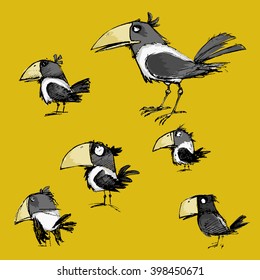 Common Raven Illustration, Illustration done in an attractive style of pencil drawing. Can be background, banner, cover