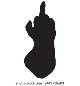 A common rude gesture in silhouette