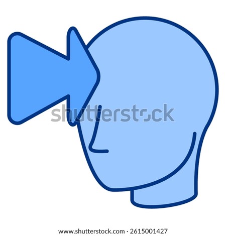 Common sense icon represented by brain input Blue style.