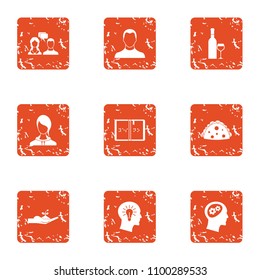 Common sense icons set. Grunge set of 9 common sense vector icons for web isolated on white background