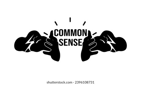 Common sense symbol, hands part the clouds