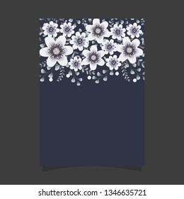 Common size of floral greeting card and invitation template for wedding or birthday anniversary, Vector shape of text box label and frame, Winter flowers wreath ivy style with branch and leaves.