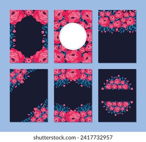 Common size of flowers greeting card and invitation template for wedding or birthday anniversary.
