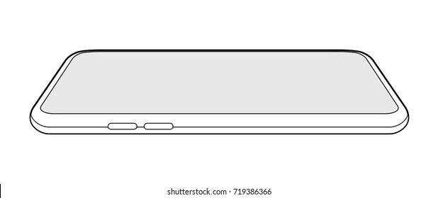 common smartphone mock illustration (side / outline)