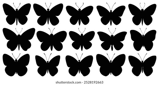 Common Sootywing Butterfly Silhouette Vector Set