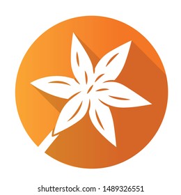Common star lily orange flat design long shadow glyph icon. Blooming wildflower. Spring blossom. Toxicoscordion fremontii plant. Meadow deathcamas flower. Star zigadene. Vector silhouette illustration
